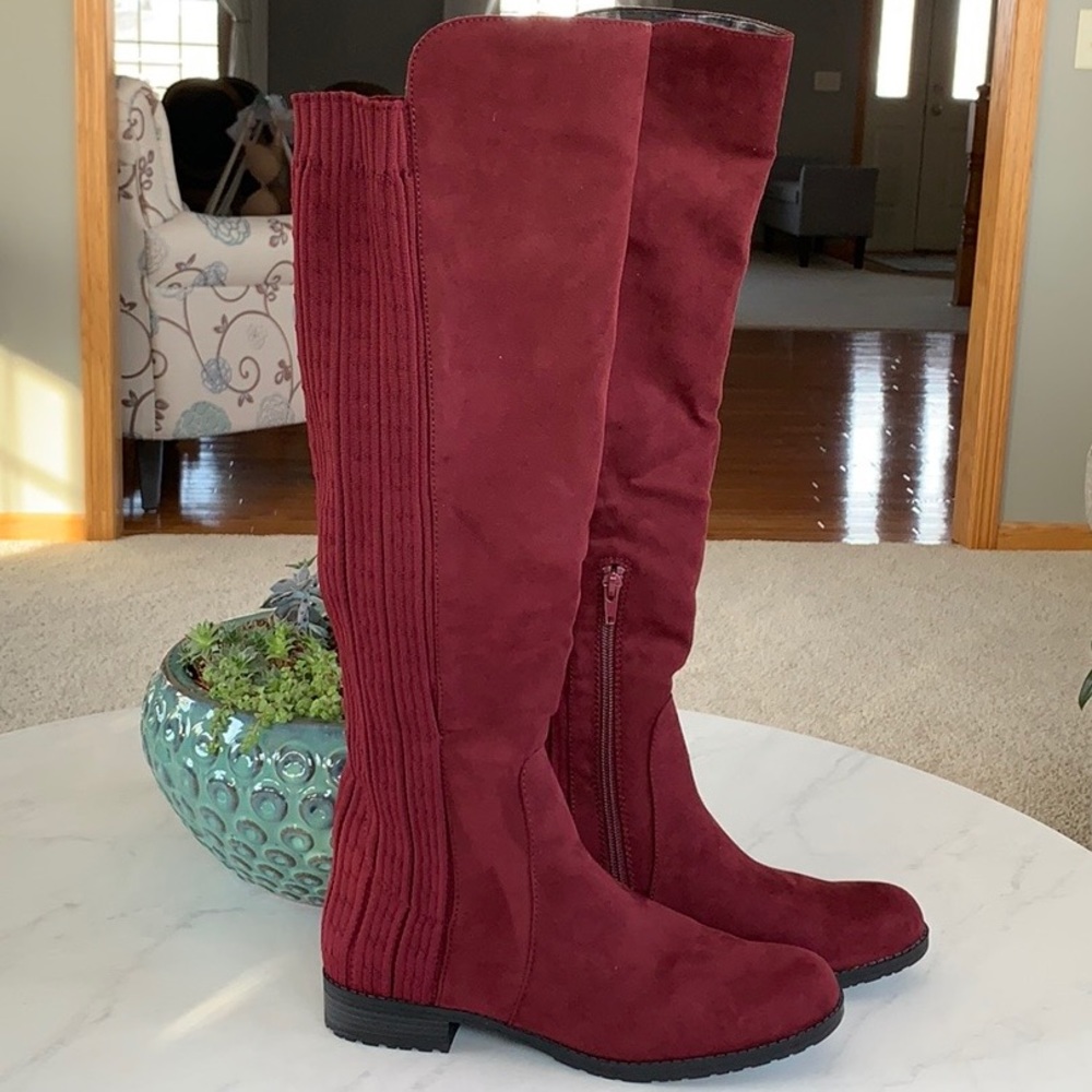 NWT maroon knee high boots